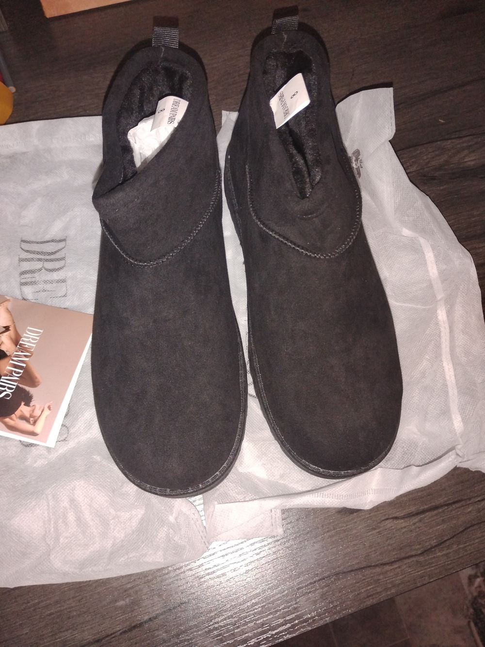 Dream Pairs Black Slip-On Ankle Booties with Plush Lining